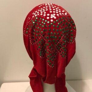 RED Pre-Tied Stud Fashion Cap Slip On Bonnet Hijab Undercap #3